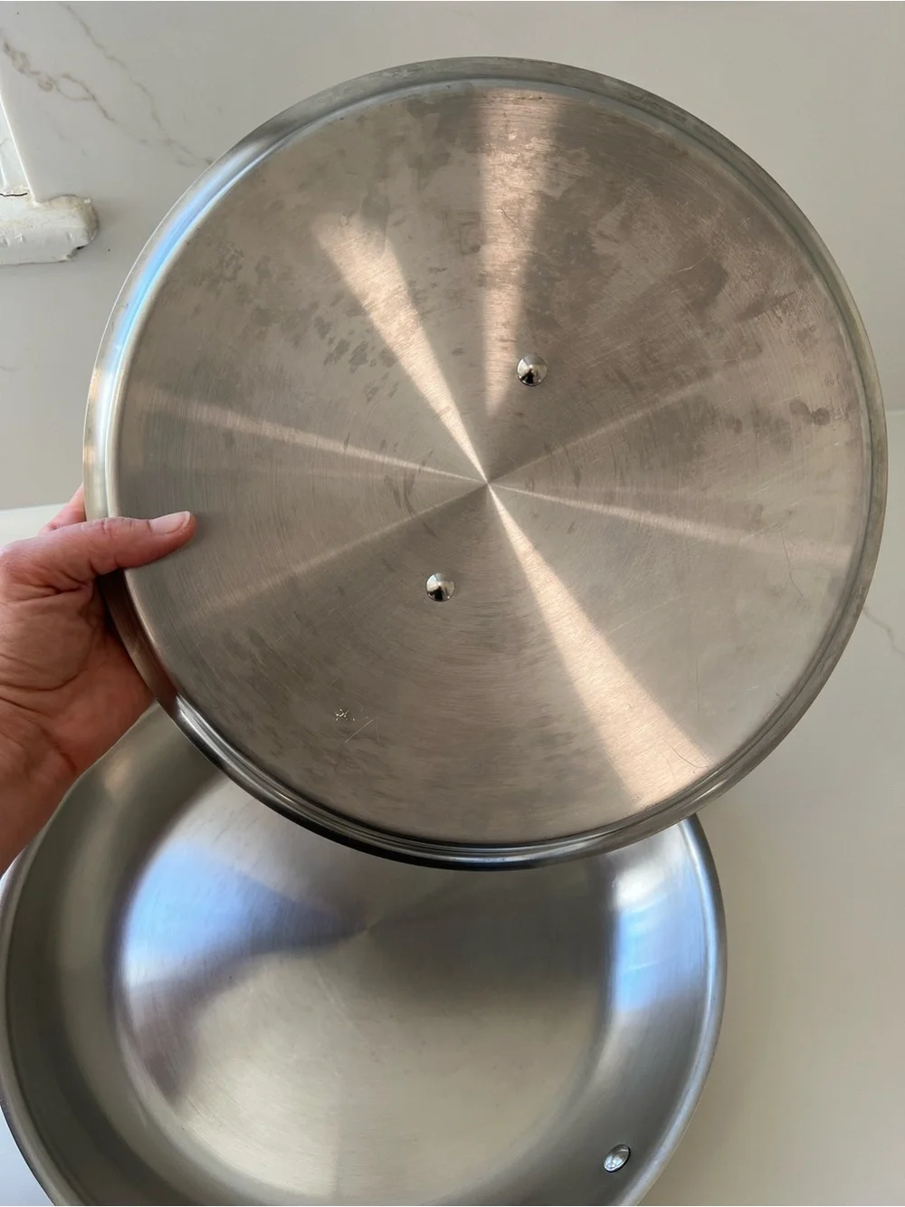 All-Clad 12 inch stainless steel frying pan with lid- used